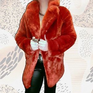 Red Faux Fur Coat/ Jacket